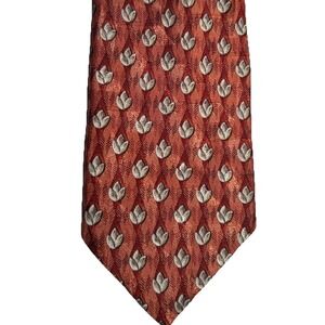 Ermenegildo Zegna Silk‎ Necktie Orange Beige Floral EUC